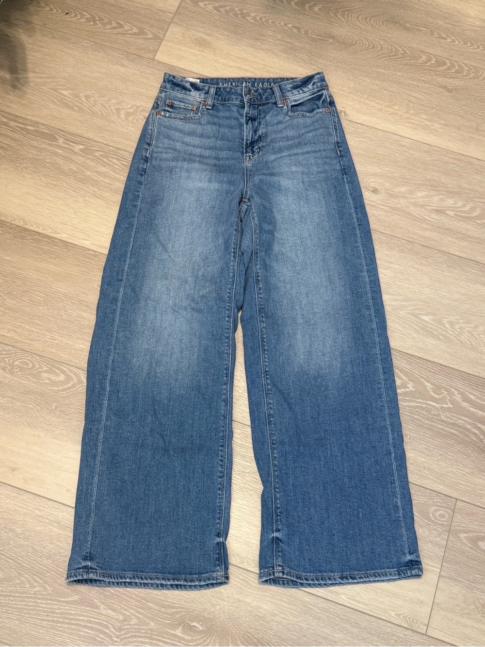 American Eagle Outfitters Wide-Leg Denim Jeans - Medium Blue